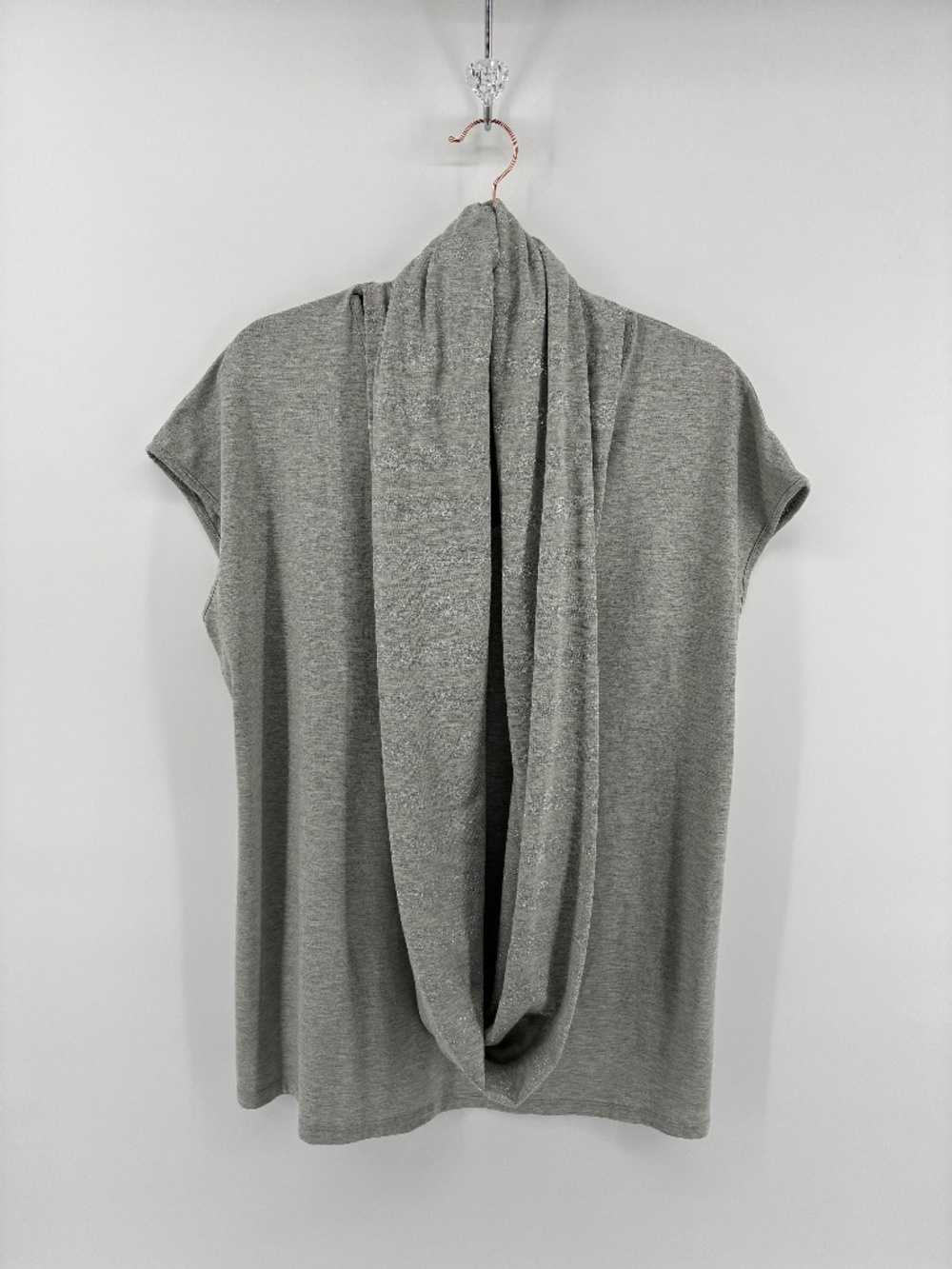 MASSIVE $10 SALE Silver Metallic T-Shirt w Attached Neck Scarf